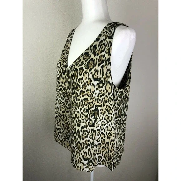 Leyden Womens Size Small Leopard Print V-Neck Blouse Sleeveless - Picture 5 of 9